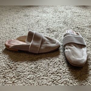 Free People At Ease Velvet Taupe Slip On Mules Business Leather Flats Sz 38 US 8